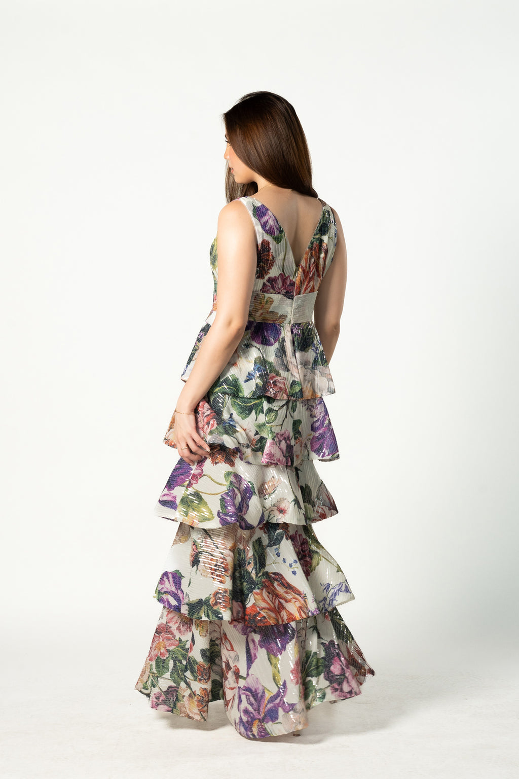 Flora Sequins Tiered Gown