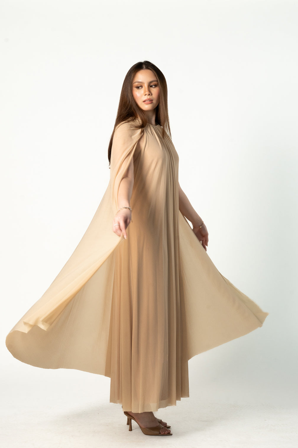 Cape Nude Maxi Dress