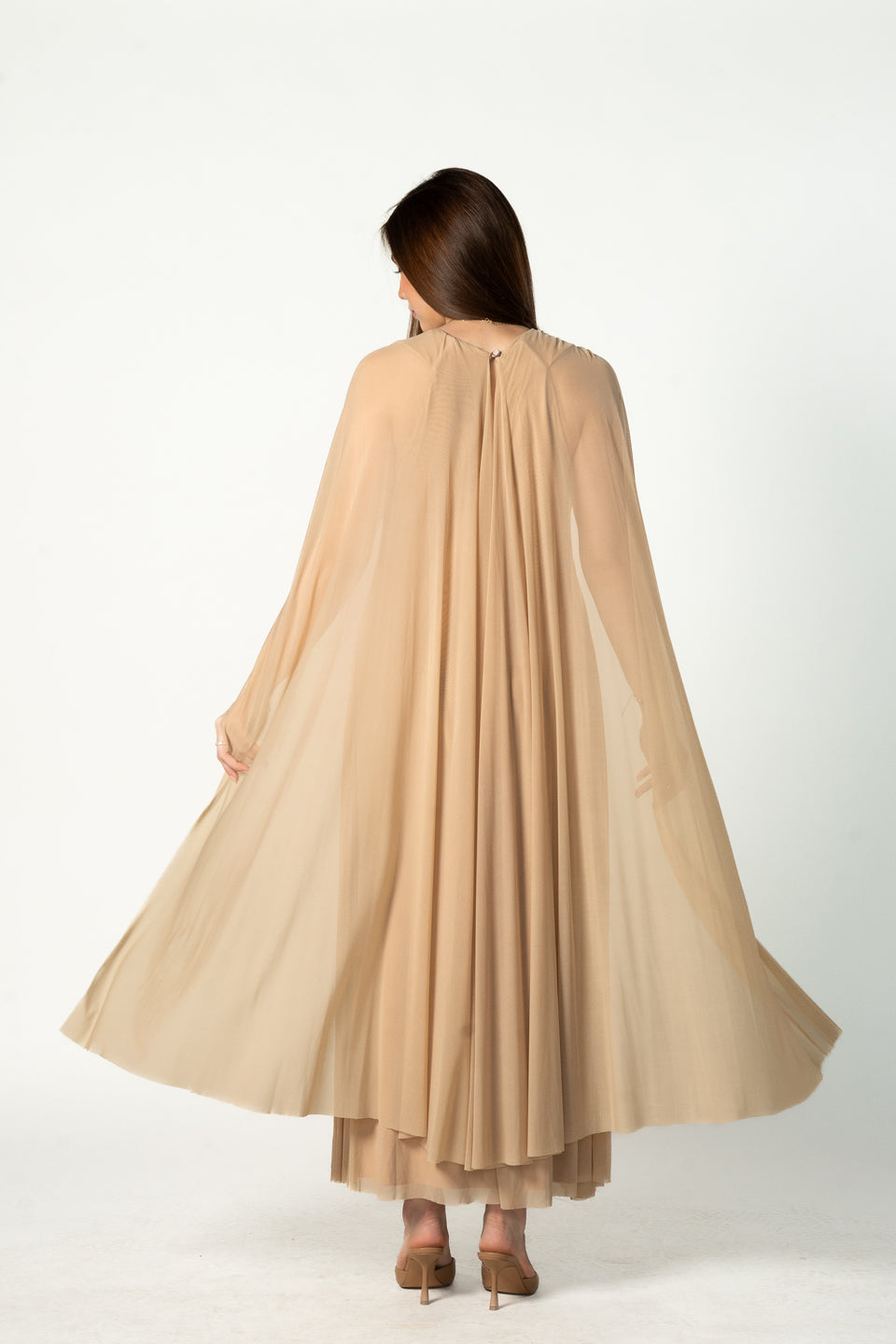 Cape Nude Maxi Dress