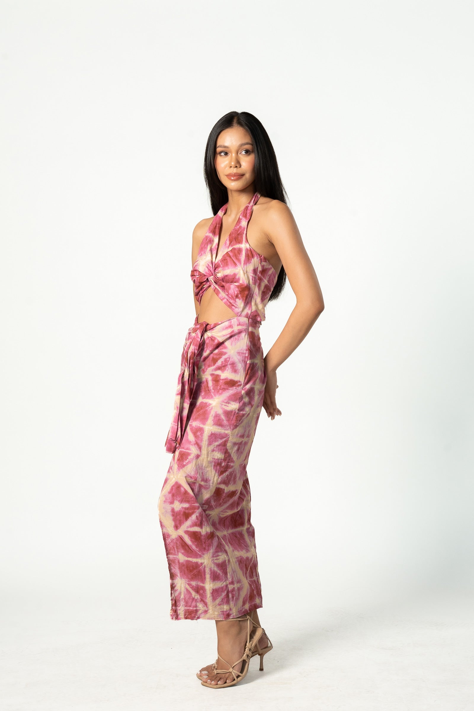 Pink Halter Tie Dye Dress