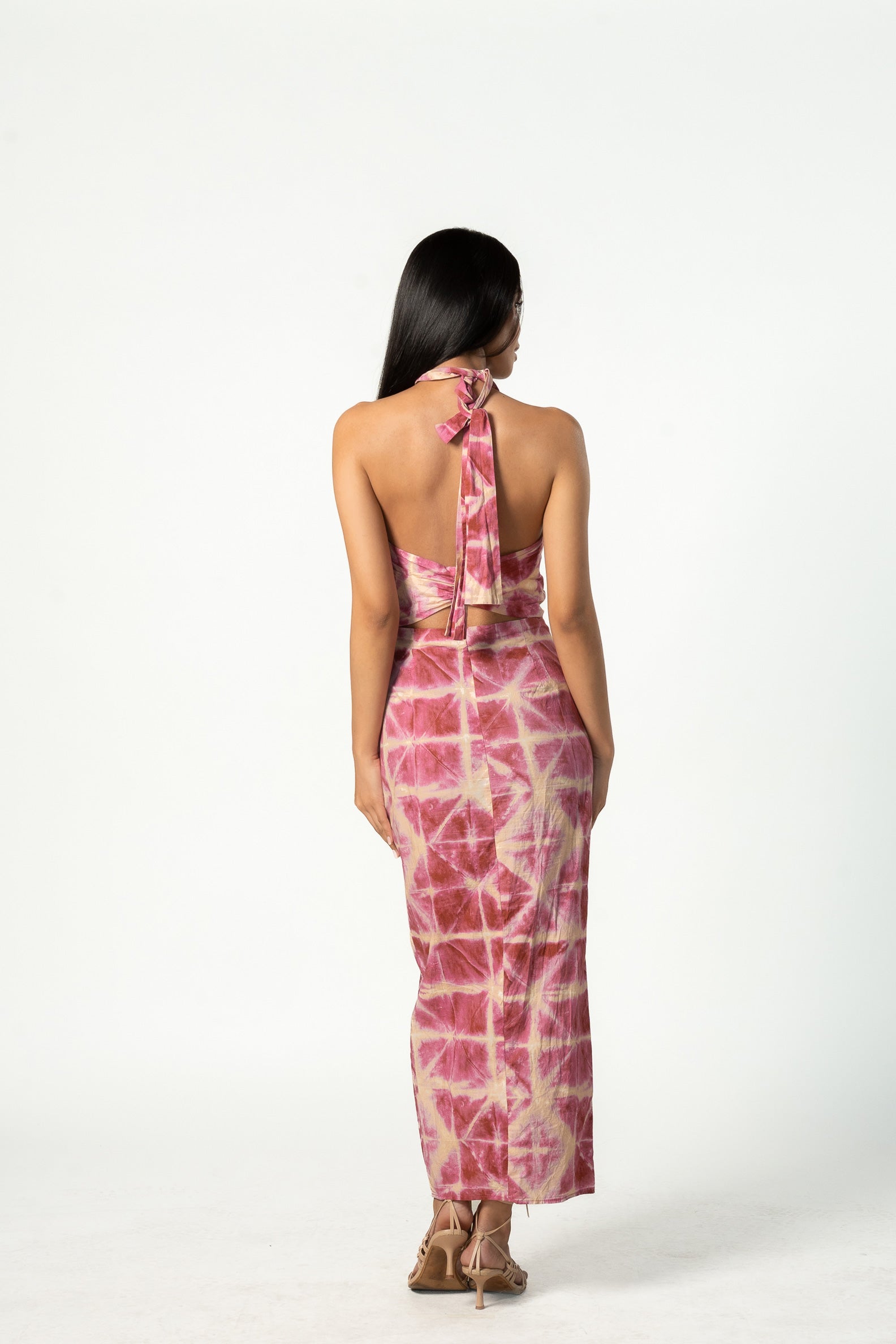 Pink Halter Tie Dye Dress