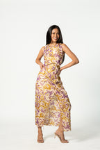 Metallic Thread Printed Midi Dress