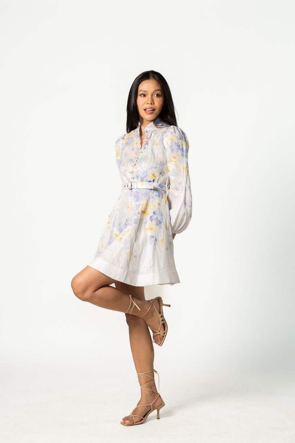 Floral Balloon Mini Dress