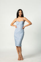 Powder Blue Lace Midi Dress
