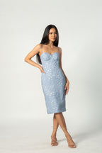 Powder Blue Lace Midi Dress