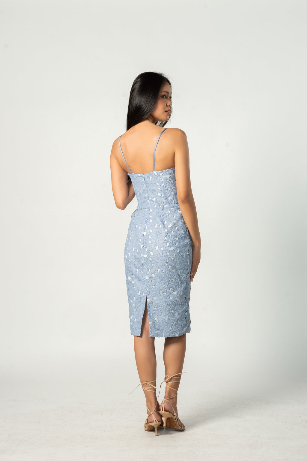 Powder Blue Lace Midi Dress