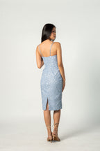 Powder Blue Lace Midi Dress