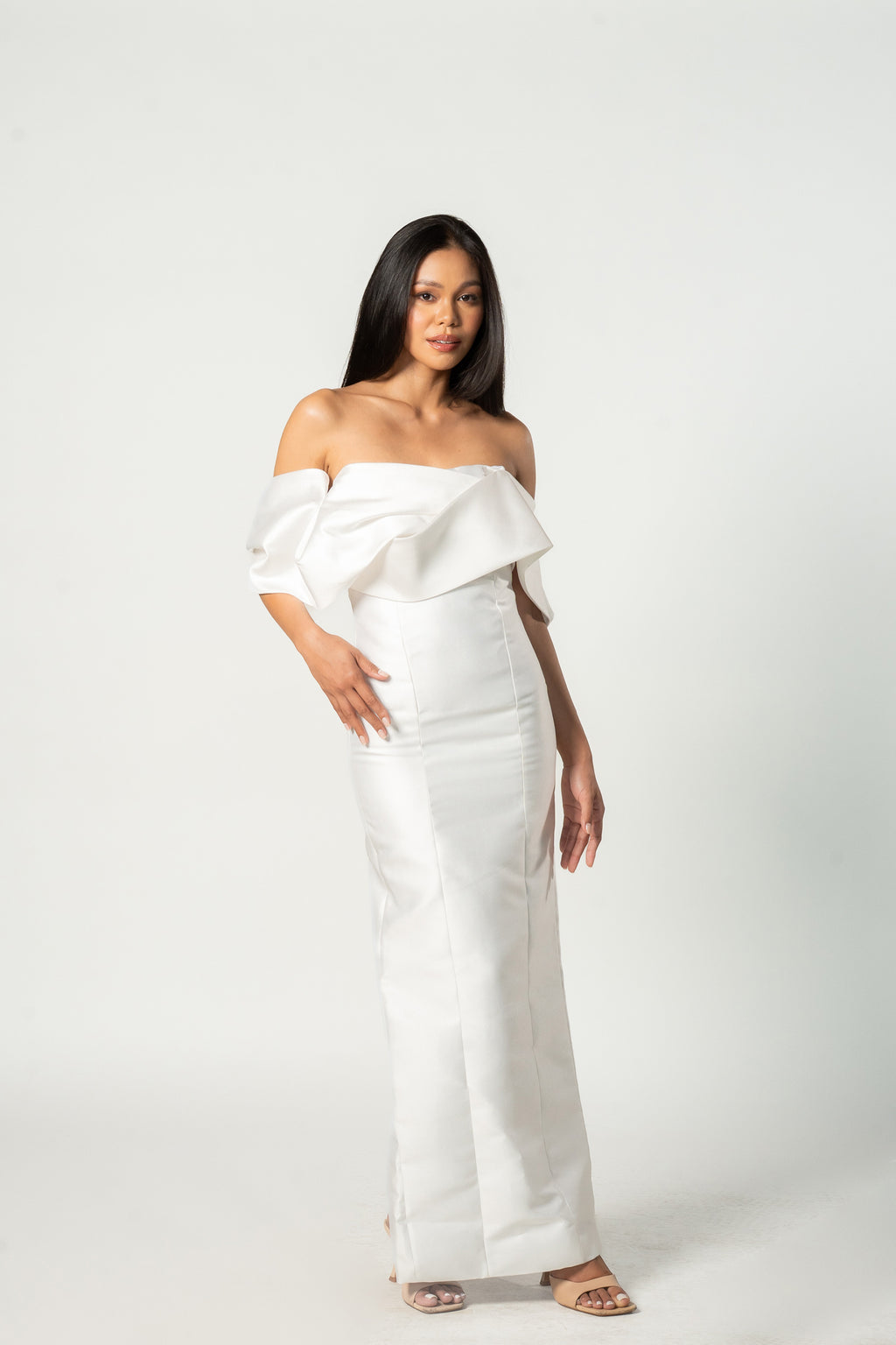 White Off Shoulder Gown