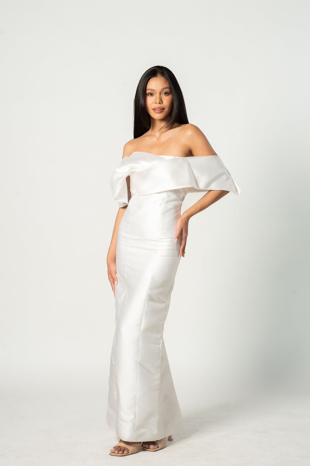 White Off Shoulder Gown