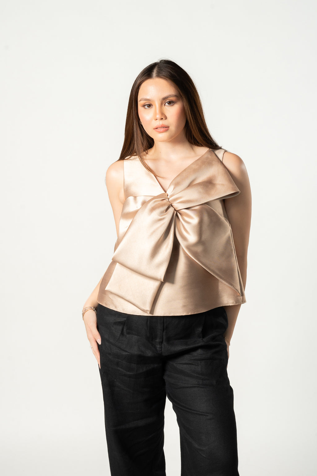 Beige Bow Top
