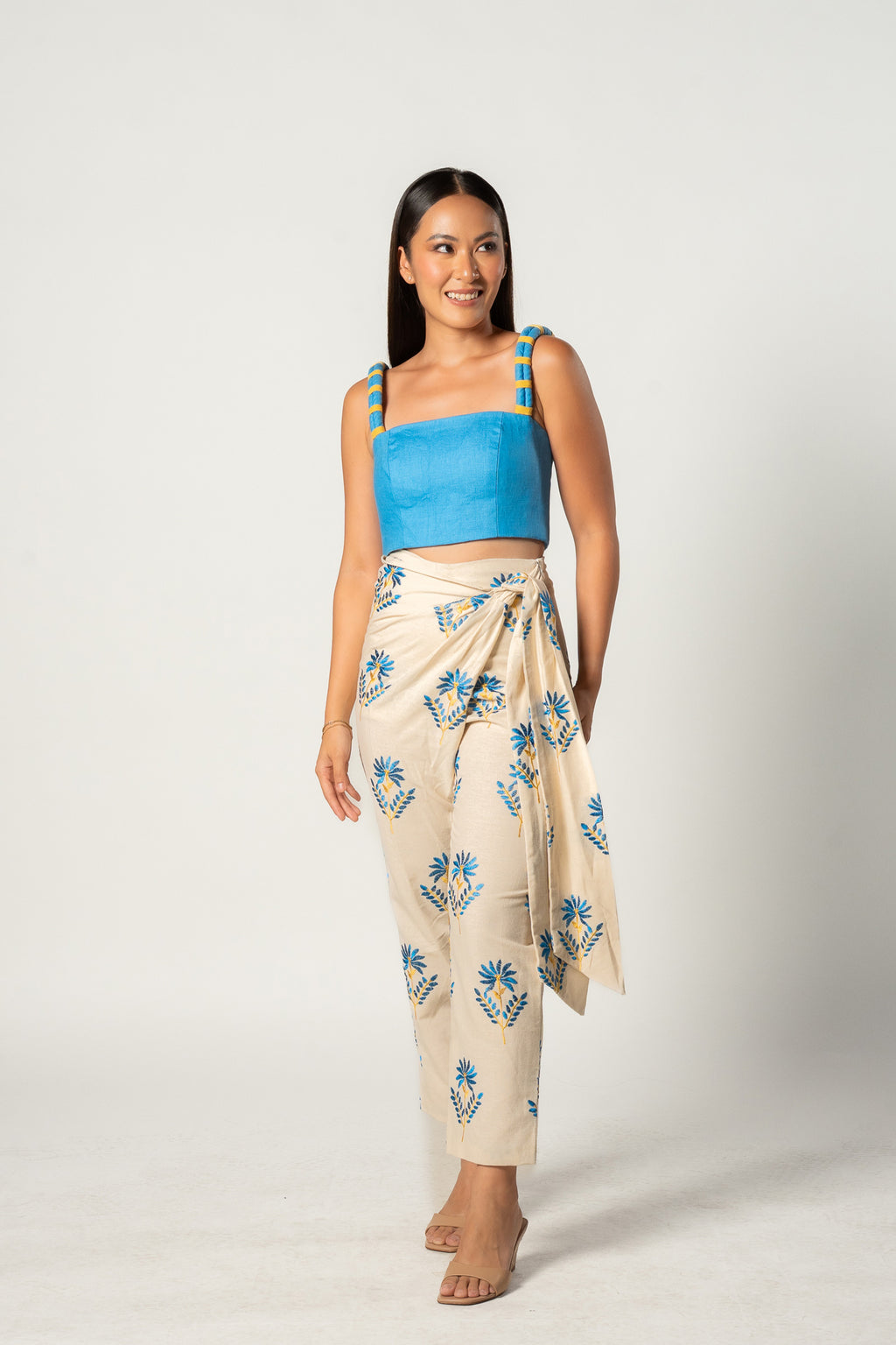 Aqua Blue Top and Floral Pants