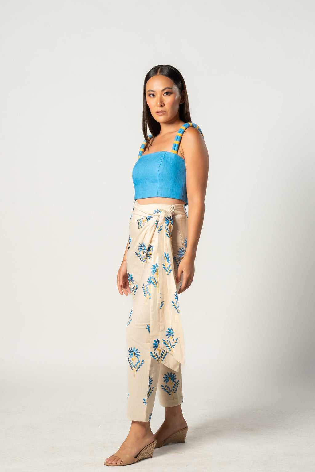 Aqua Blue Top and Floral Pants