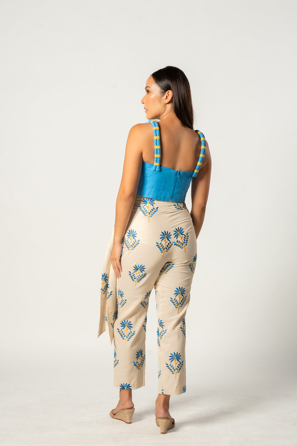 Aqua Blue Top and Floral Pants