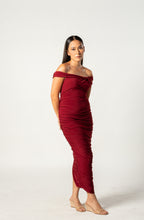 Berry Strappy Asymmetric Maternity Midi Dress