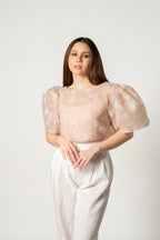 Beige Floral Camisa Top