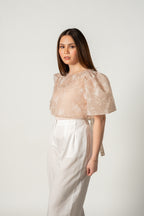 Beige Floral Camisa Top