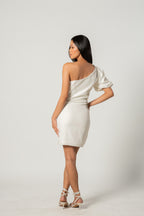 One Sided White Cocktail Dress