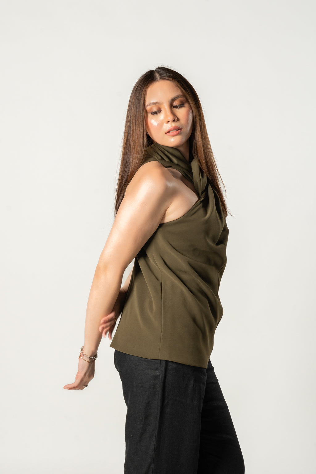 Green Olive Halter Top