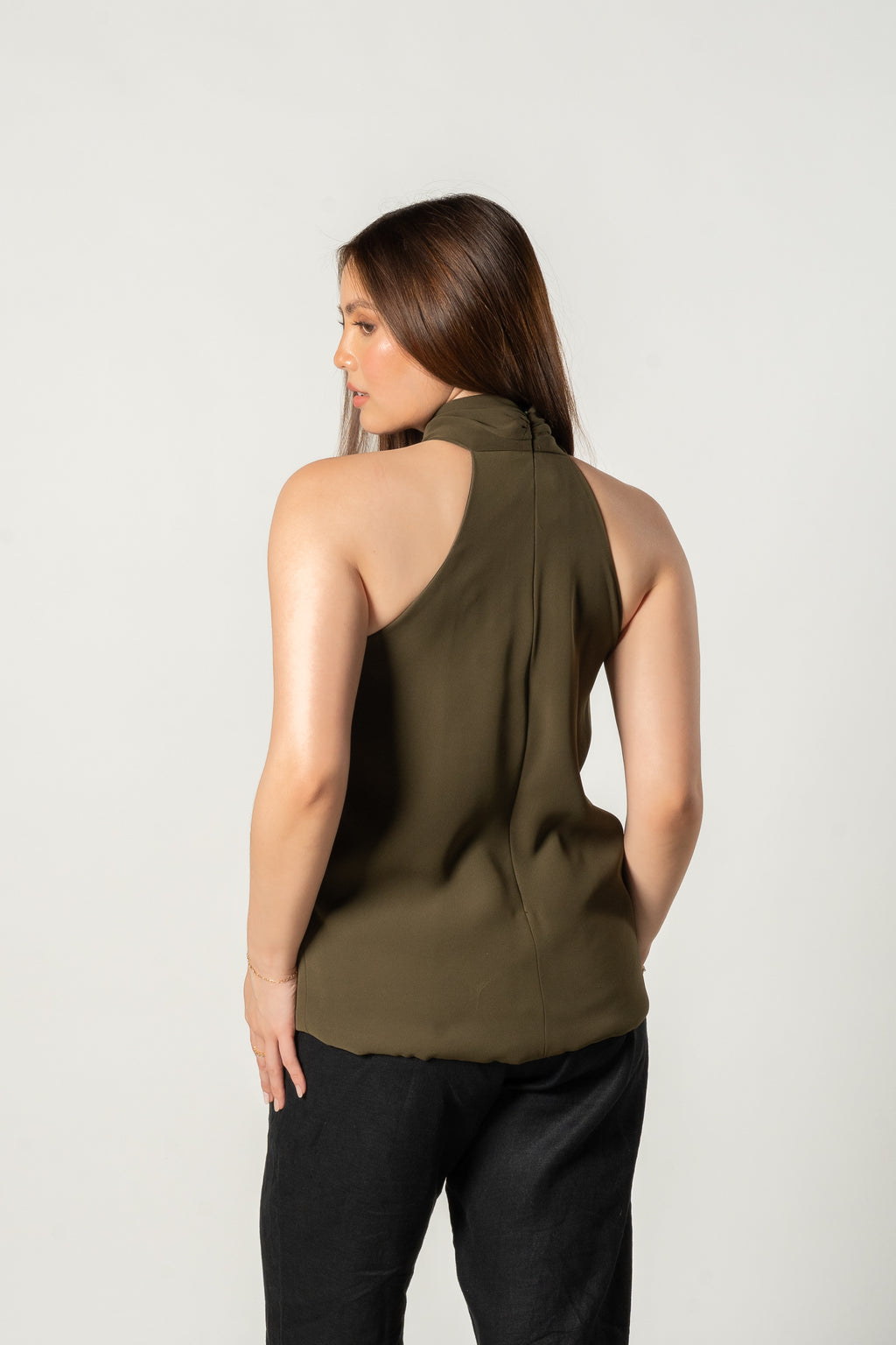 Green Olive Halter Top