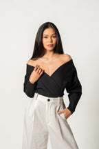 Cross Wrap Bodysuit Black