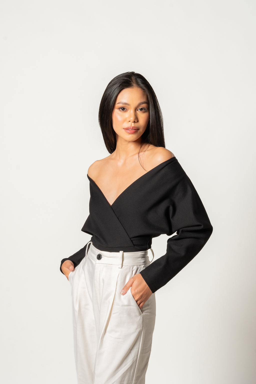 Cross Wrap Bodysuit Black