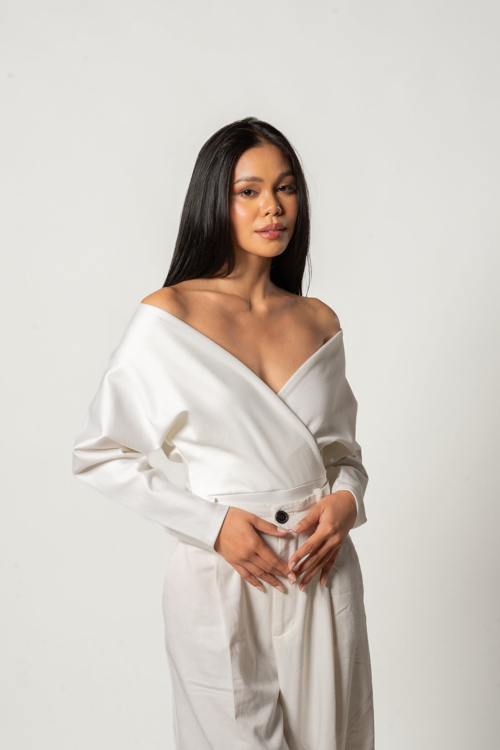 Cross Wrap Bodysuit White