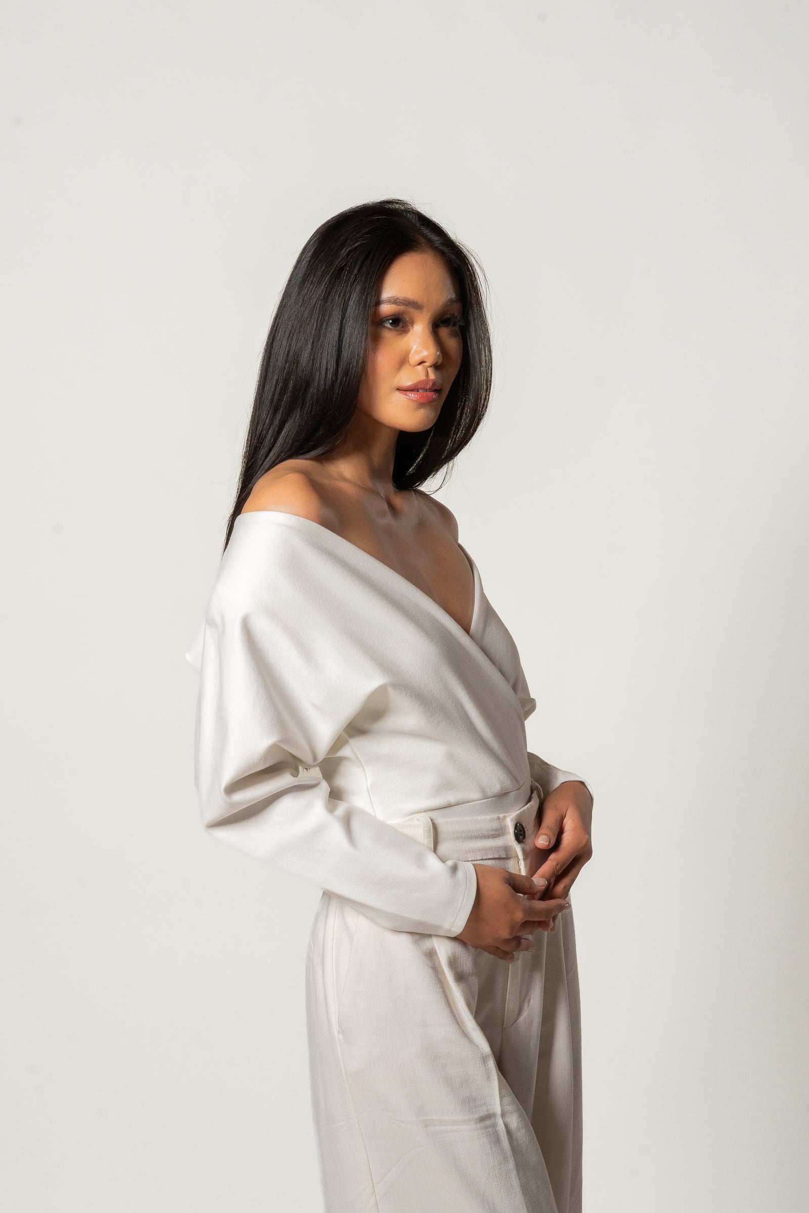 Cross Wrap Bodysuit White