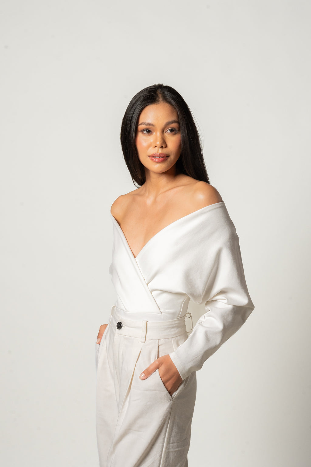 Cross Wrap Bodysuit White