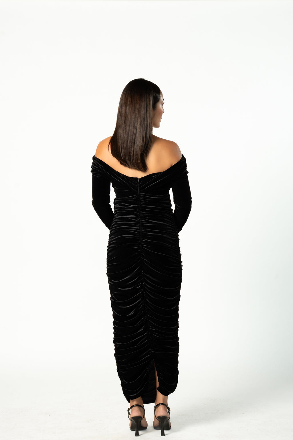 Black Velvet Maternity Bardot Twist