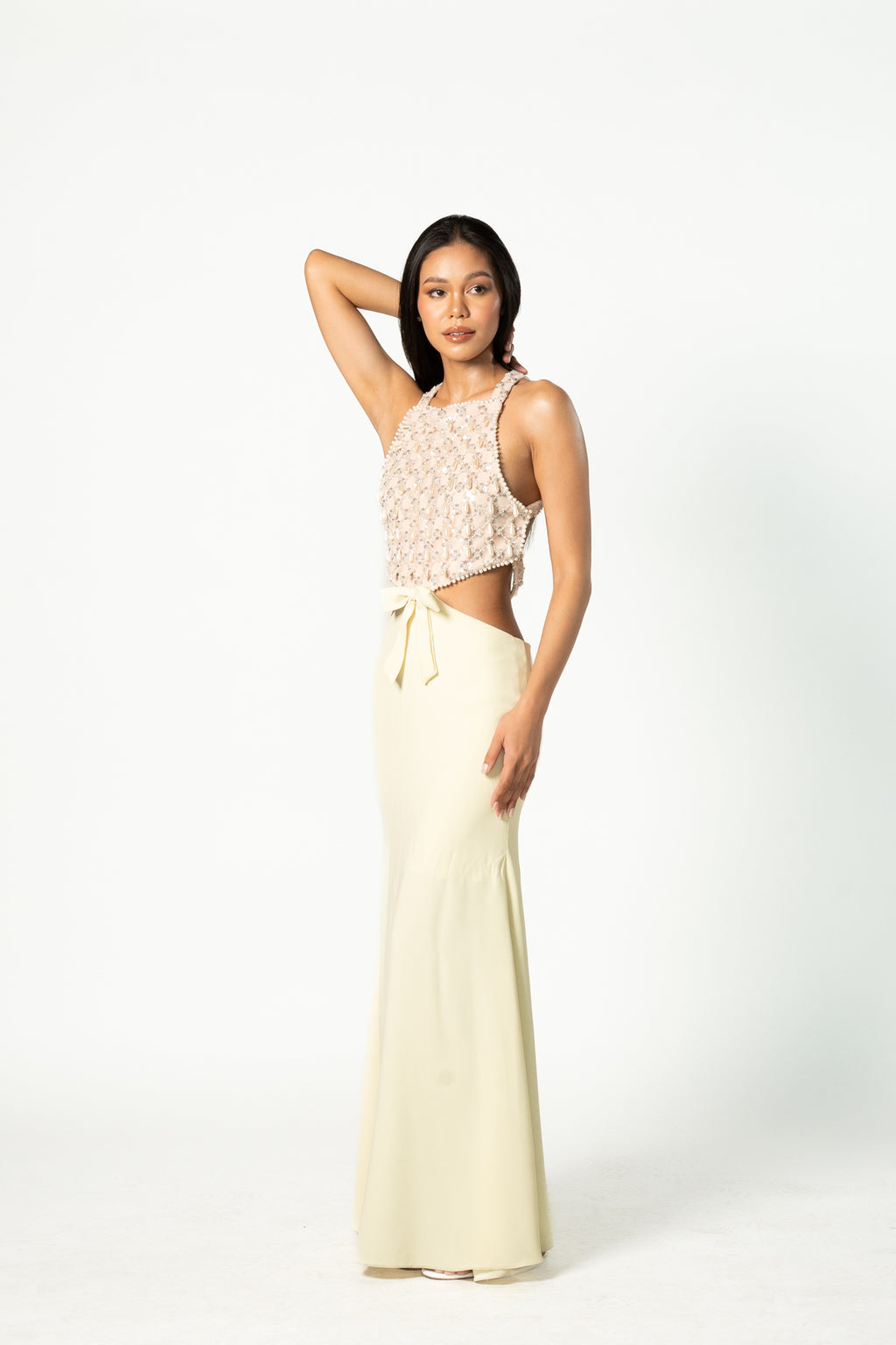 Pearls and Paillettes Embellished Gown