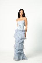 Crepe and Tulle Scallop Gown