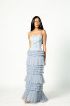 Crepe and Tulle Scallop Gown