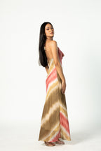 Tie Dye Pink and Green Strappy Maxi Dress