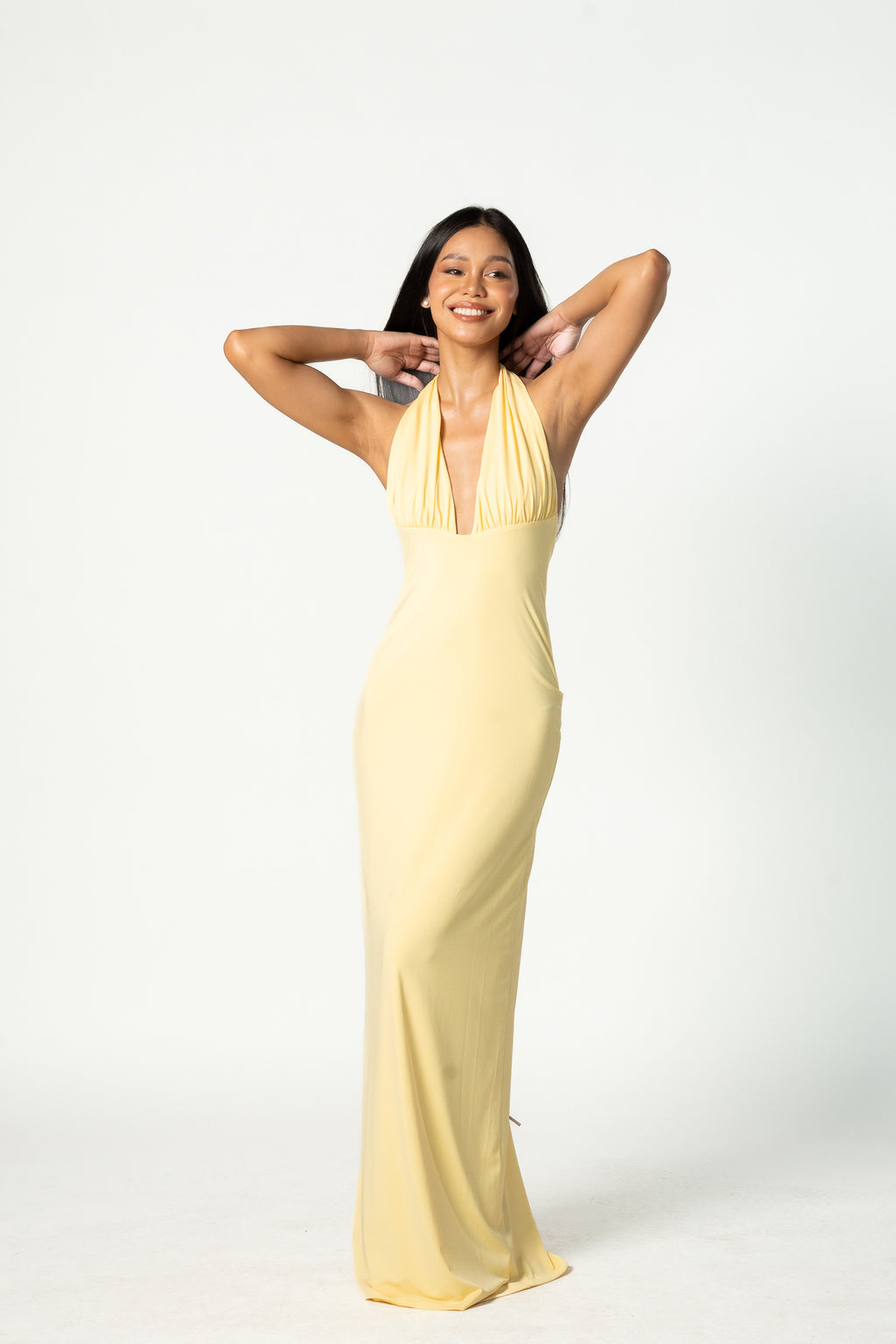 Halter Neck Open Back Long Dress