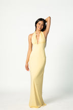 Halter Neck Open Back Long Dress