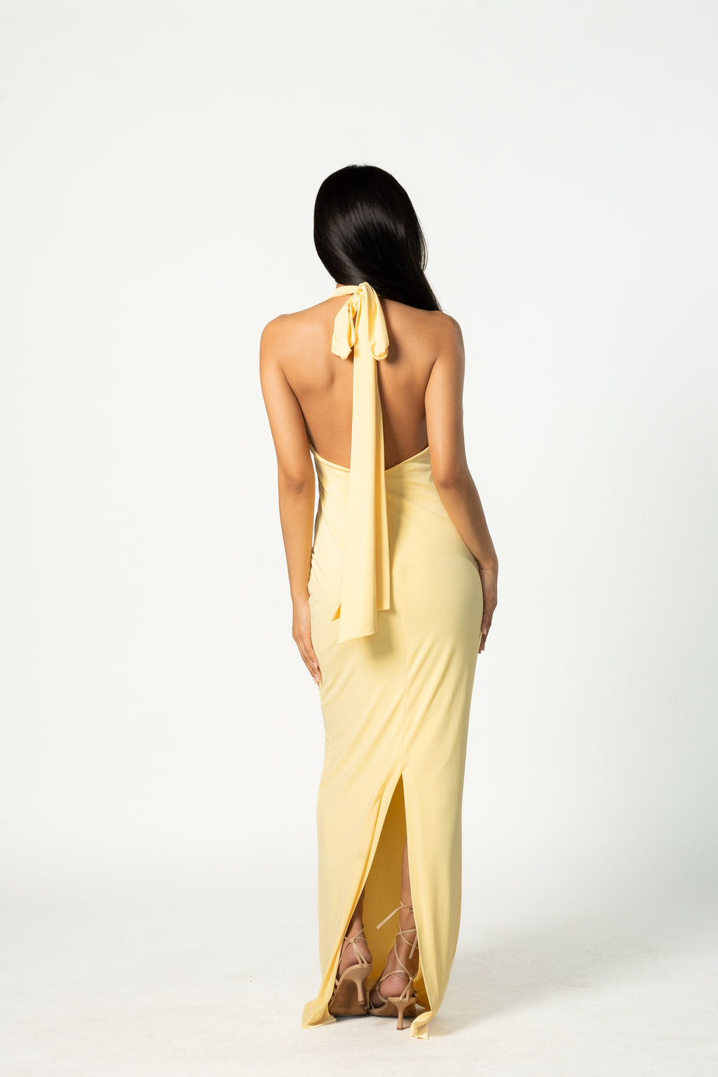 Halter Neck Open Back Long Dress