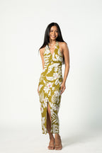 Linen Blend Floral Print Dress