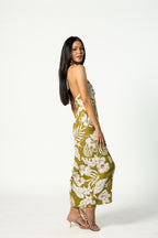 Linen Blend Floral Print Dress