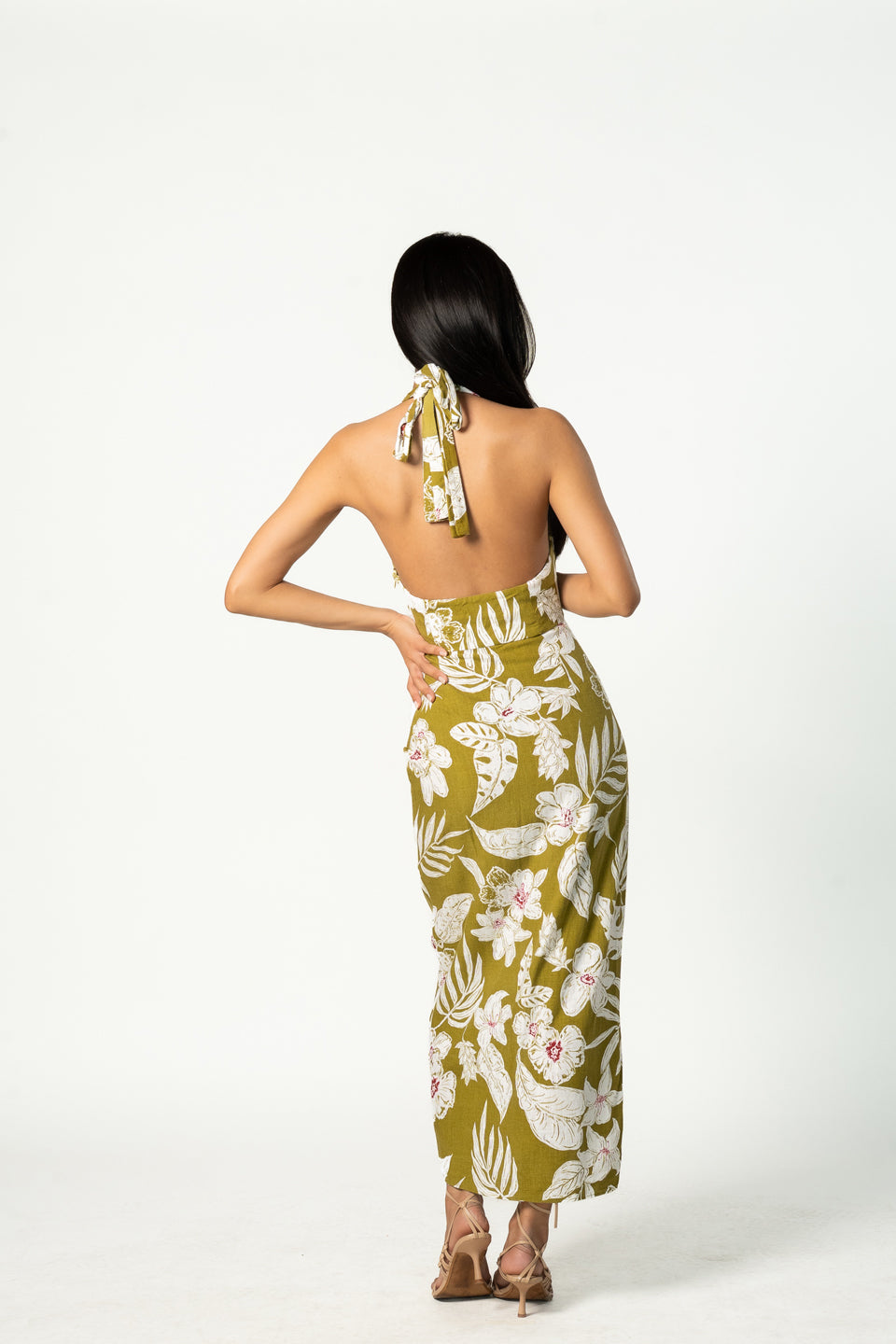 Linen Blend Floral Print Dress