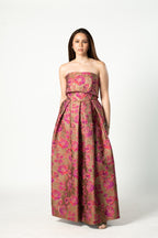Embossed Fuschia Floral Gown