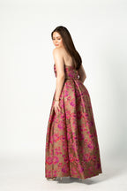 Embossed Fuschia Floral Gown