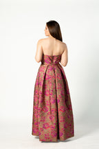 Embossed Fuschia Floral Gown