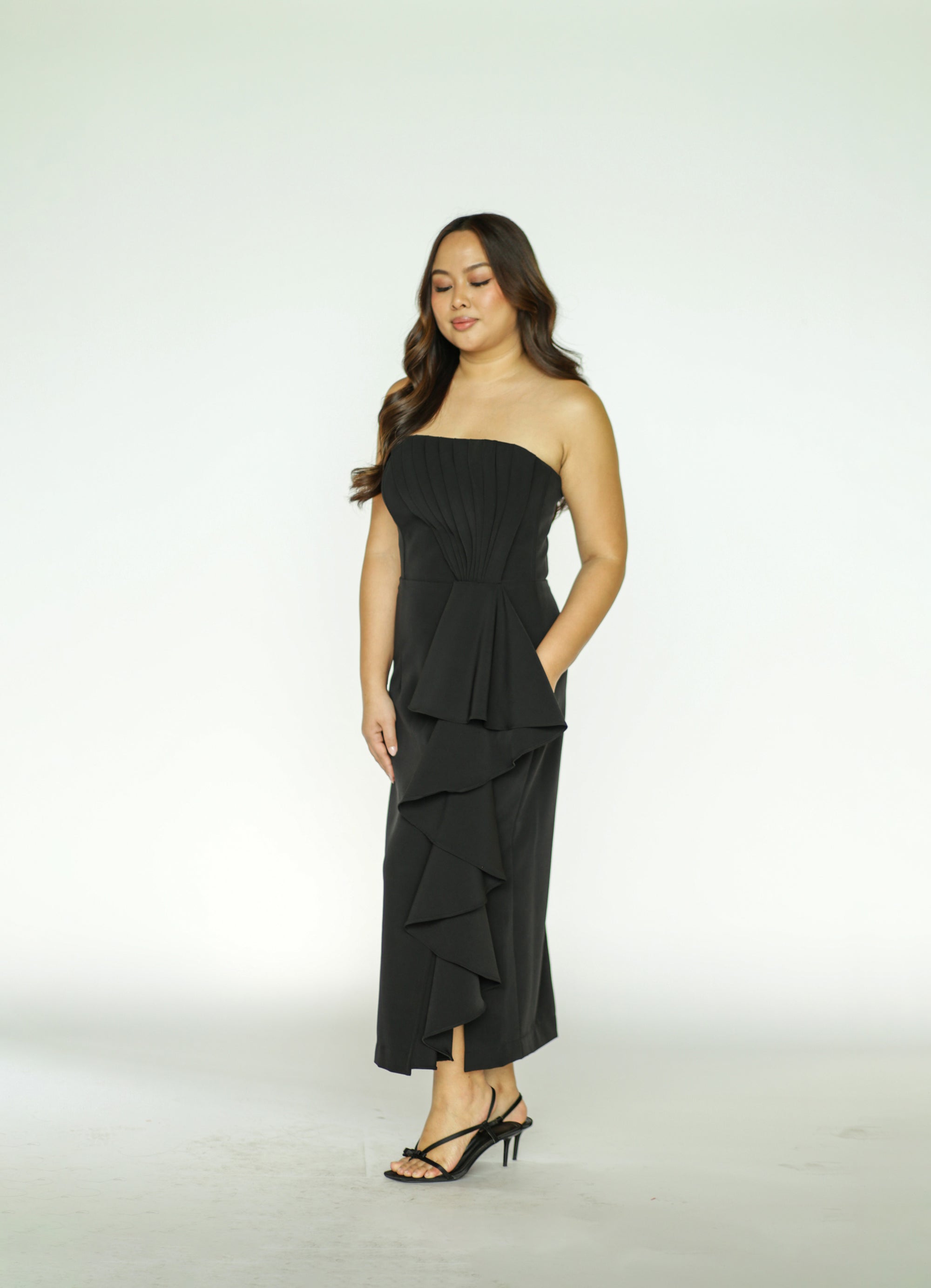 Black Draped Cocktail Dress – Found Studio