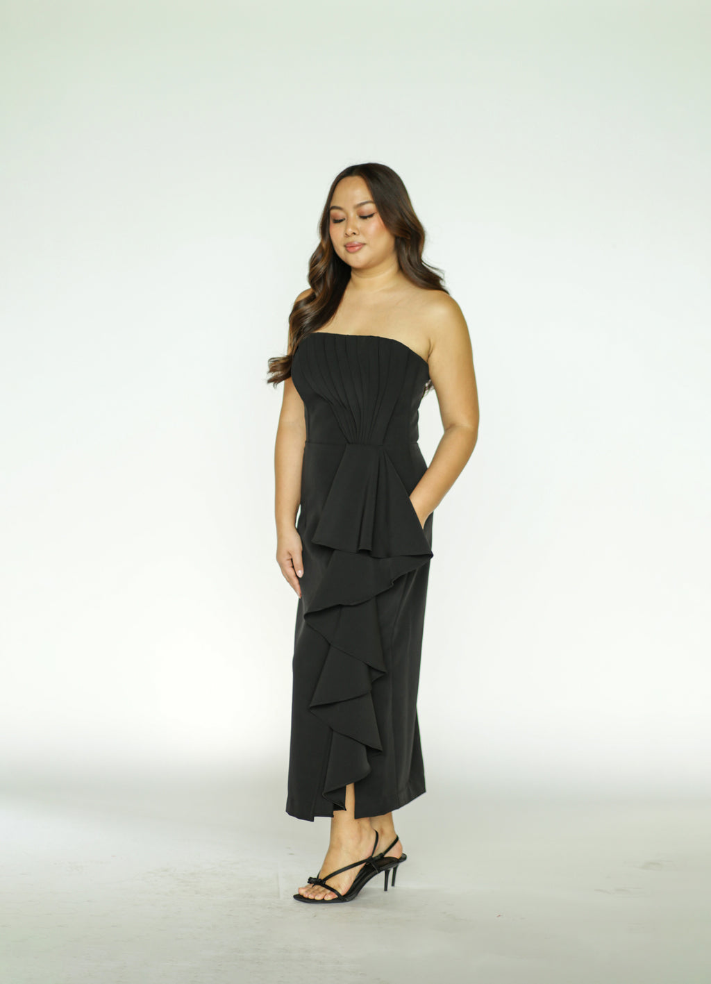 Black Draped Cocktail Dress