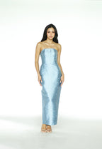 Blue Tube Beaded Gown