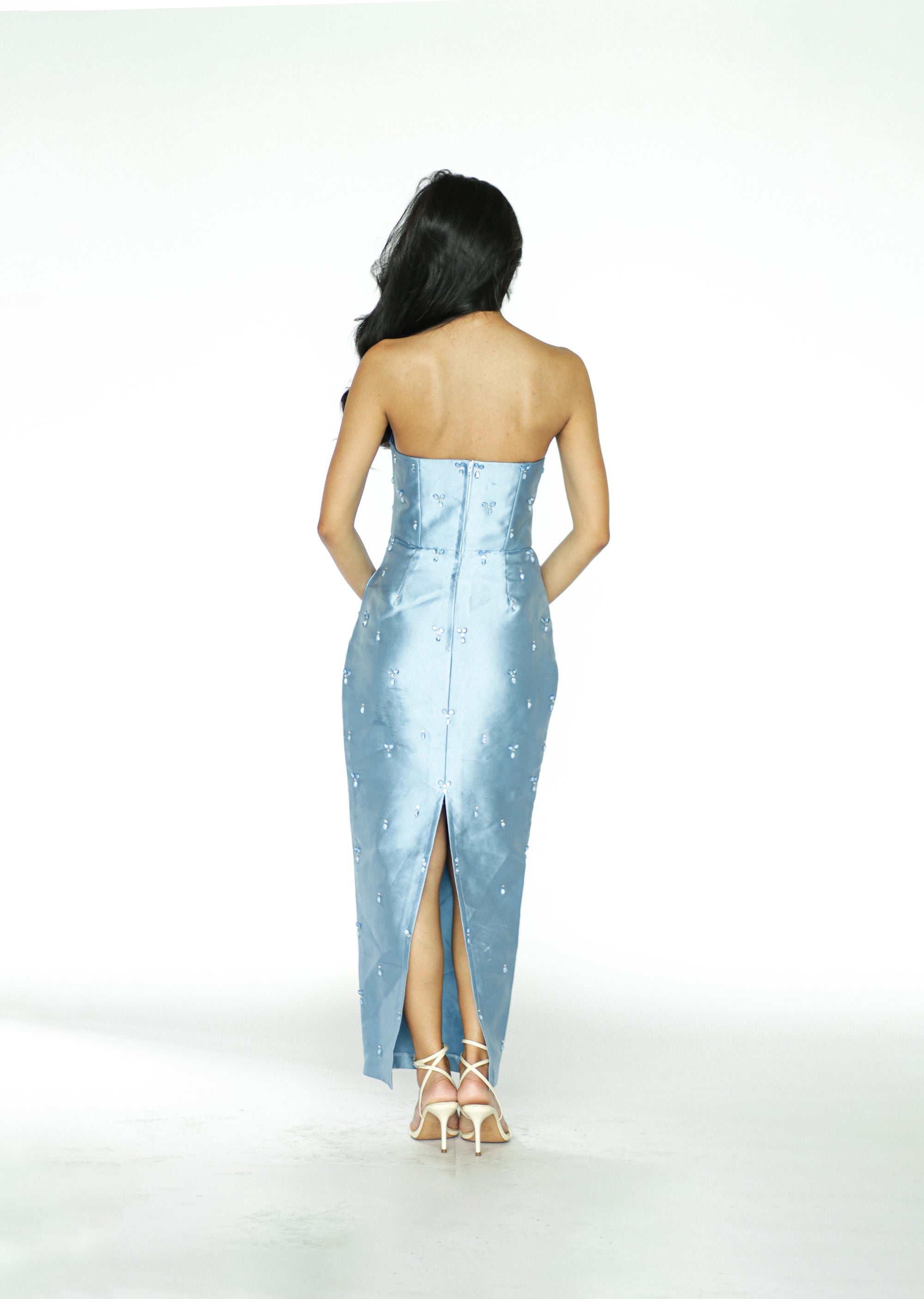 Blue Tube Beaded Gown