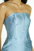 Blue Tube Beaded Gown