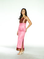 Pink Maxi Dress with Sari Detail