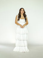 White Eyelet Tiered Maxi Dress