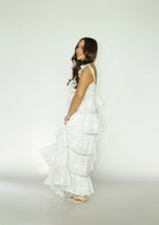 White Eyelet Tiered Maxi Dress
